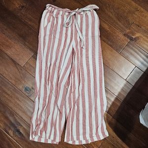 Moon river pink and white striped tie belt pants
